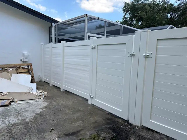 Horizontal PVC with gates fence installed by Florida Fence Solution in Broward County