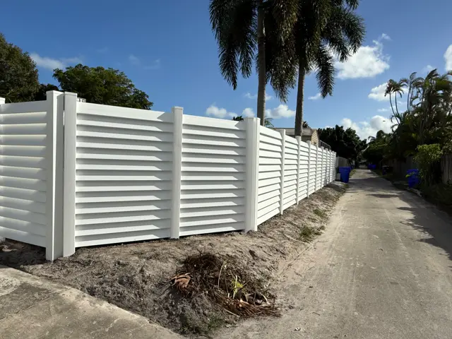 Louvered PVC fence installed by Florida Fence Solution in Broward County